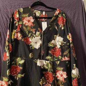 Rosegal NWT Babydoll 3/4 Sleeve Zipper Top Sz 2XL